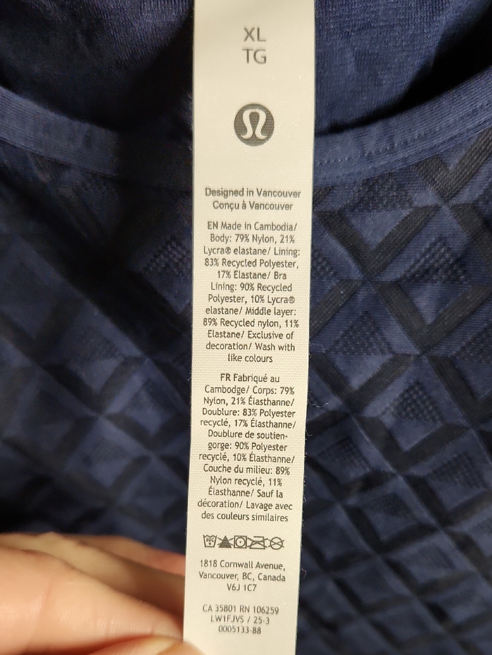 Lululemon Textured Mesh Tennis Tank Top *Medium Support in Club Blue. SzXL - Picture 2 of 5